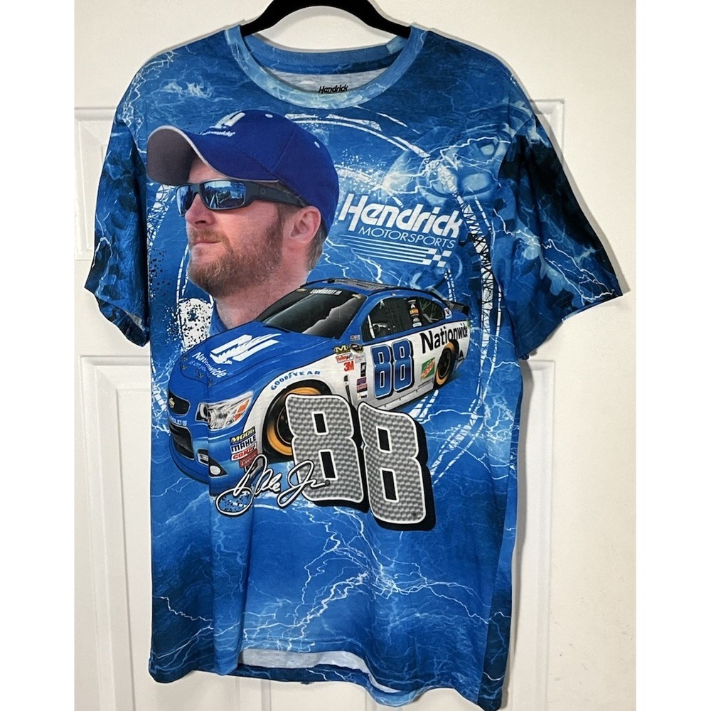Hendrick MotorSport Dale Earnhardt Jr #88 NASCAR Graphic Blue Shirt Men's Large